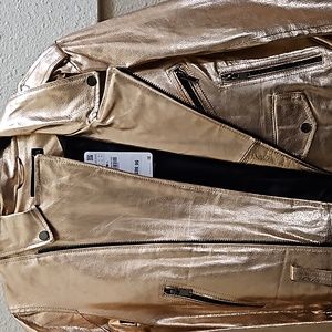 Zara Woman Rose-gold leather jacket